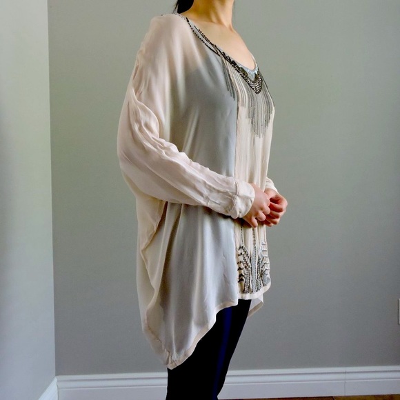 Guess by Marciano Bohemian Tunic Top w/ Metal Beading Details & Dolman Sleeves - Picture 6 of 13